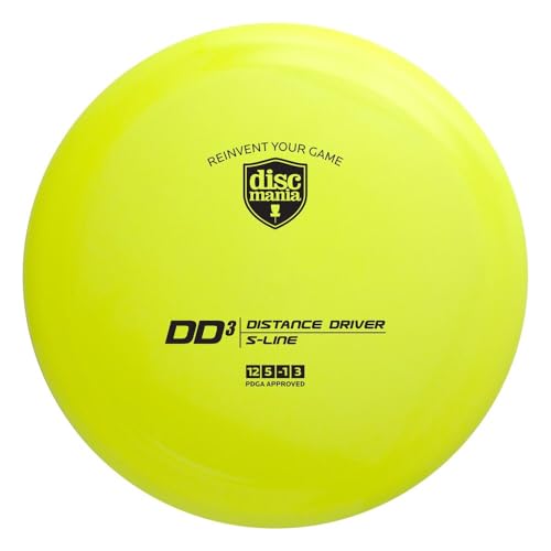 Discmania S-Line DD3 Disc Golf Distance Driver | Stable to Overstable Disc Golf Driver with Incredible Glide | Premium S-Line Plastic | Ideal for Long Distance Drives | 170-175g (Colors May Vary) - color: Yellow