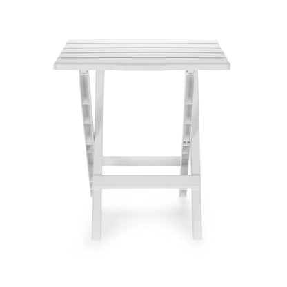 Camco Adirondack Style Folding Plastic Large Table with Footrest Design and Easy to Setup Construction for Indoor or Outdoor Use, White