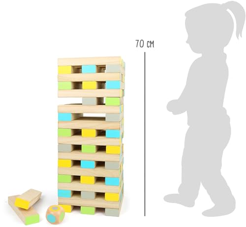Small Foot 12027 Wobble Tower XXL Active Made of FSC 100% Certified Wood, Outdoor Family Game, from 3 Years Multi-Coloured - style: Wobble Tower XXL