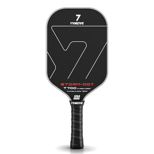 YVmove USAPA Approved Raw Carbon Fiber Pickleball Paddle, 16mm Thermoformed Pickleball Racket with High Spin & Extended Grip, Professional Pickleball Paddle for Control and Power - color: Dark Black