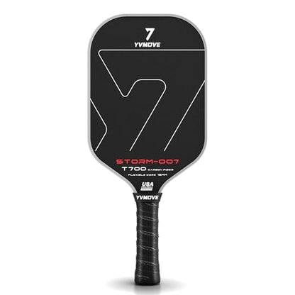 YVmove USAPA Approved Raw Carbon Fiber Pickleball Paddle, 16mm Thermoformed Pickleball Racket with High Spin & Extended Grip, Professional Pickleball Paddle for Control and Power - color: Dark Black