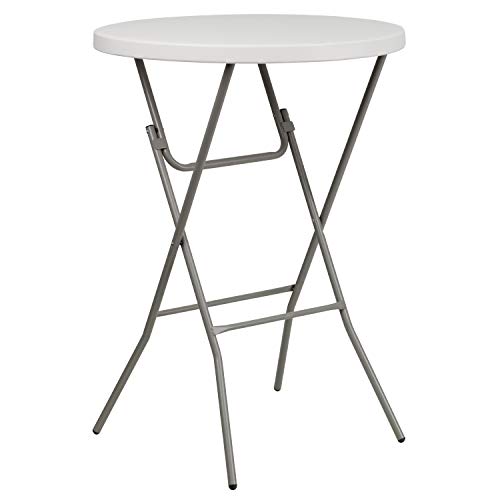 Flash Furniture Kathryn 31.5" Round All-Occasion Folding Bar Height Table for Parties and Commercial Events, Plastic Bar Height Folding Table, White