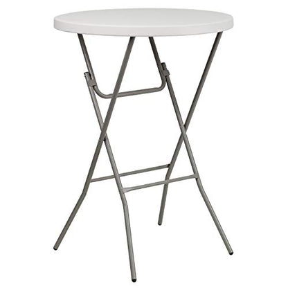Flash Furniture Kathryn 31.5" Round All-Occasion Folding Bar Height Table for Parties and Commercial Events, Plastic Bar Height Folding Table, White