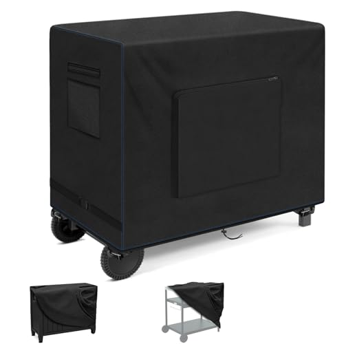SIRUITON Outdoor Bar Cart Cover for 52 Inch BBQ Food Prep Table, Heavy Duty 600D Oxford Fabric Outdoor Dining Cart/BBQ/Worktable Metal Movable Table Waterproof Cover - color: Black, size: 52"L x 22"W x 32"H