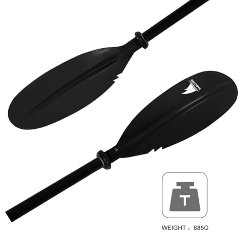 Karltion Kayak Paddle - Adjustable 2 Pieces Aluminum Alloy Shaft with Glass Fiber Blade for Surfing,Oar Fishing Easy Packable Travel - color: Black, size: 86"-1 paddle