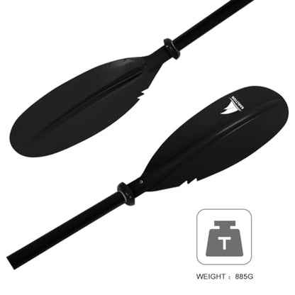 Karltion Kayak Paddle - Adjustable 2 Pieces Aluminum Alloy Shaft with Glass Fiber Blade for Surfing,Oar Fishing Easy Packable Travel - color: Black, size: 86"-1 paddle