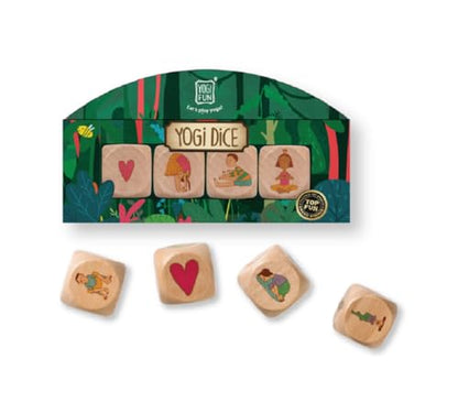 YOGi FUN Yoga Dice Game – 4 Wooden Dice with 18 Yoga Poses and Instruction Die, Fun Movement Game for Kids Ages 5+, Solo or Group Play, Classroom, ADHD, Emotional Physical Development Game for Kids