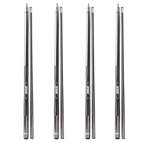 GSE Games & Sports Expert 58" 2-Piece Fiberglass Graphite Composite Billiard Pool Cue Sticks (Several Colors Available, Weight from 18oz, 19oz, 20oz, 21oz) - color: Grey, style: set of 4