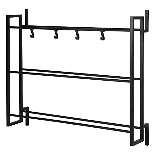 MyGift Ball Rack Wall Mounted, 3 Tier Gym Exercise Equipment Storage Organizer Shelf Display with 4 S-Hooks for Basketball Football Volleyball