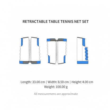 Retractable Table Tennis Net Set, Portable Nylon Ping Pong Net for Flat Surfaces, Damage-Free Setup - color: Gray