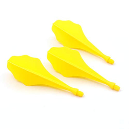 CUESOUL TRAJ AK8 New Integrated Dart Flights and Shafts Wave Shape,Very Slim Dart Flight 3 Sets - color: Wave Shape-Yellow