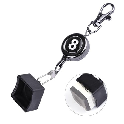 Billiard Chalk Holder–Cue Chalk Holder Clip Setwith Retractable Key Ring with 3 Interchangeable – Hexagon Cylinder Square Designs