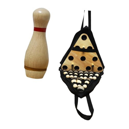 Simhoa Shuffleboard Bowling Pin Set Wooden Bowling Set Equipment with Storage Bag Desktop Bowling Toy for Birthday Gifts Sports