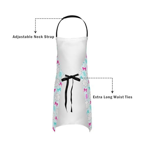 Manfei Volleyball Kids Kitchen Apron - color: Blue Pink