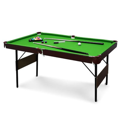 Seydrey 54" Folding Pool Table, Portable Space-Saving Billiard Game Table for Game Room & Office - color: Single Green Felt