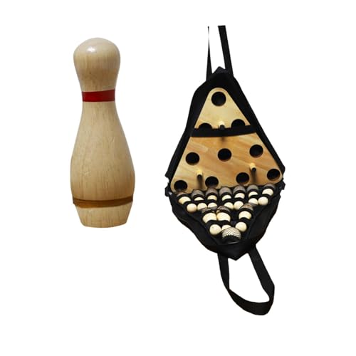 Simhoa Shuffleboard Bowling Pin Set Wooden Bowling Set Equipment with Storage Bag Desktop Bowling Toy for Birthday Gifts Sports