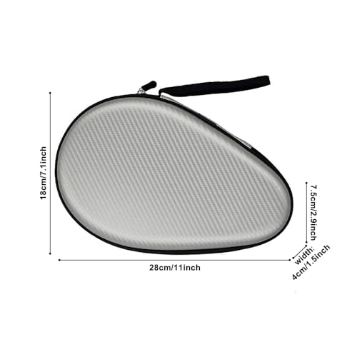 MiOYOOW Table Tennis Racket Case, Hard Shell Ping Pong Storage Bag Ping Pong Paddles Case with Zipper Can Hold 2 Short-Handled Rackets or 1 Long-Handled Racket - color: Straw mat pattern silver