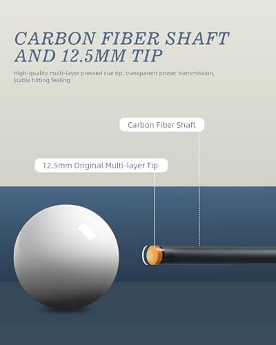 KONLLEN 58 Inch 19oz Carbon Fiber Pool Cue Stick | low deflection,10.5/11.5/12.5mm tips,weight-adjustable design,3/8x8 joint,handcrafted inlay,premium handle - color: AING-1WF Cue-12.5mm