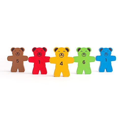 Bigjigs Toys Teddy Tumbling Tower Game - 49 Piece Stacking Tower for 3+ Years, Colourful Balancing Puzzles, Quality Wooden Stacking Toys & Montessori Toys for Kids