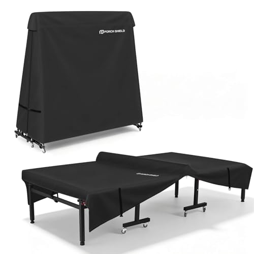 Porch Shield 9x5 Ft Ping Pong Table Cover – Outdoor Water Repellent Table Tennis Cover for Folding & Flat Black