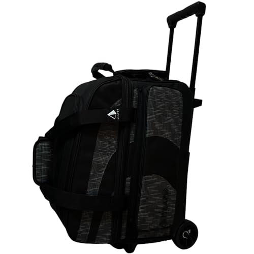 Pyramid Deluxe Double Roller 2 Ball Bowling Bag with Large Separate Shoe Compartment (Up To 2 Pairs Of Shoes) and Accessory Pockets, Sturdy Square Handle - Extends to 40" - Pro Options Available - color: Pro Black/Circuit Black