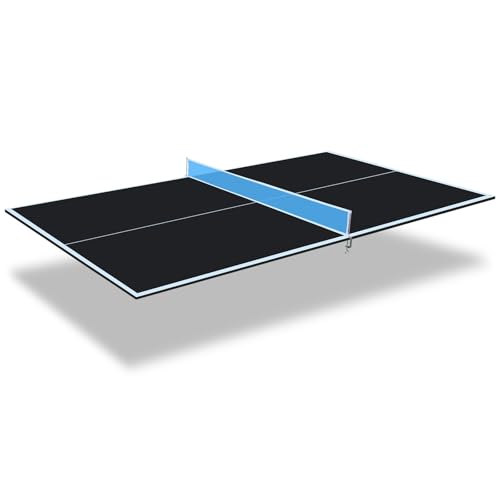 Foldable Ping Pong Table Top for Billiard Table, 6FT/7FT/8FT/9FT Table Tennis Table Topper for Pool Table, Indoor Outdoor Portable Table Tennis Conversion Top w/Net & Foam Padding - color: Black, size: 8.5x4.7FT