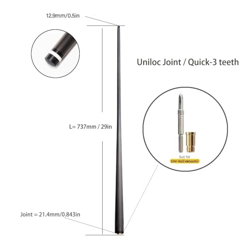 100% Carbon Fiber Shaft, Black Technology Shaft of Pool Cue Front Part for Billiard Play/Break/Snooker Cue Shaft with Foam- 737 mm,745mm,765mm - color: Radial Pin, size: 12.9*21.4*737
