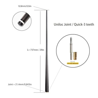 100% Carbon Fiber Shaft, Black Technology Shaft of Pool Cue Front Part for Billiard Play/Break/Snooker Cue Shaft with Foam- 737 mm,745mm,765mm - color: Radial Pin, size: 12.9*21.4*737