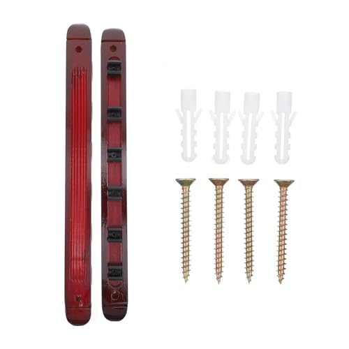 Cabilock Wine Red 6-hole Wood Cue Display Rack Wall-mounted Pool Cue Holder Billiards Stick Storage Stand for Indoor Recreation Room