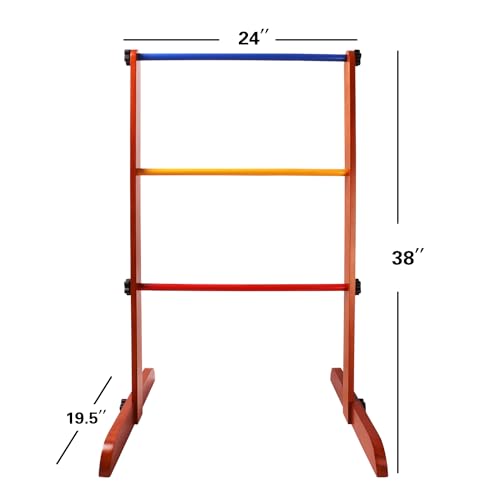 GSE Games & Sports Expert Premium Solid Wood Ladder Ball Toss Game Set with Ladder Ball Bolas & Carrying Case for Outdoor Backyard Lawn - style: Wood Ladder Toss Game Set