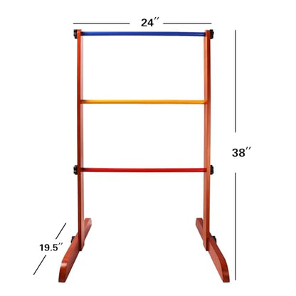GSE Games & Sports Expert Premium Solid Wood Ladder Ball Toss Game Set with Ladder Ball Bolas & Carrying Case for Outdoor Backyard Lawn - style: Wood Ladder Toss Game Set