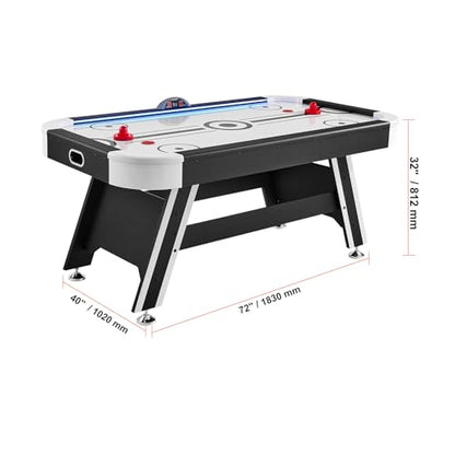 Happybuy 72" Air-Powered Hockey Table, Indoor LED Hockey Game with Electronic Score System, Includes 2 Pucks and 2 Pushers, Arcade Set for Kids and Adults, Ideal for Game Room