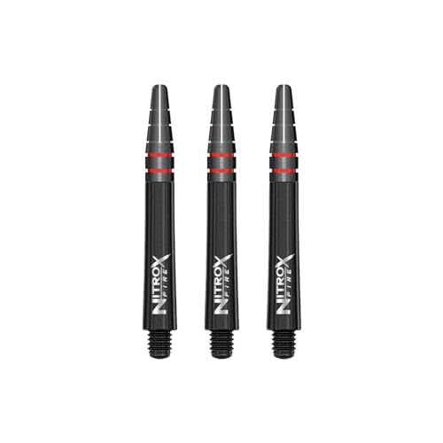RED DRAGON Nitro Xfire Dart Shafts - Carbon Fiber Blend Stems with Aluminum Flight Locking System & Anti-Deflection Design - Available in Short, Intermediate & Medium Sizes - color: Black Intermediate
