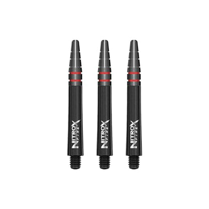RED DRAGON Nitro Xfire Dart Shafts - Carbon Fiber Blend Stems with Aluminum Flight Locking System & Anti-Deflection Design - Available in Short, Intermediate & Medium Sizes - color: Black Intermediate