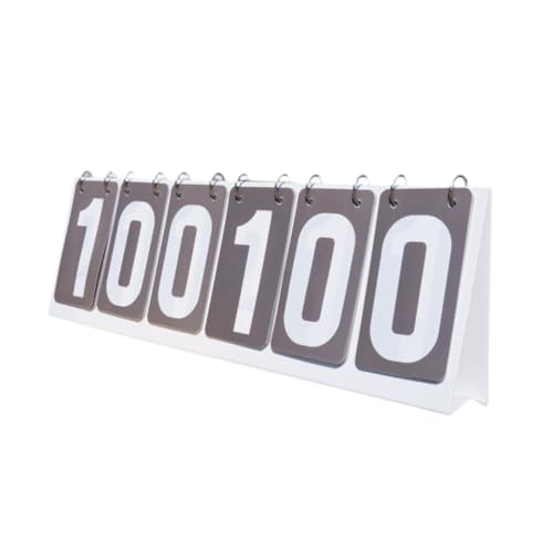harayaa Sports Scoreboard PVC Flip Number Scorekeeper Tabletop 6 Digit Portable Counter Compact Design Suitable for Coaches Indoor Outdoor Games Parties - color: Gray