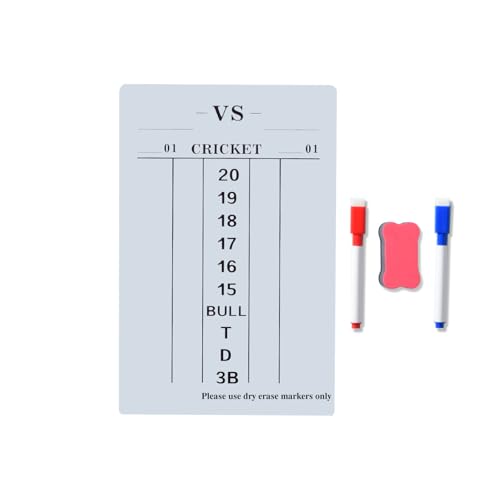 Soft & Rollable Dart Scoreboard with Dry Erase Markers and Eraser - Easy to Install and Clean - Waterproof Surface for Cricket and '01 Games - size: Small