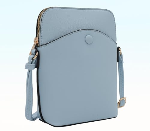 Solene Small Crossbody Bag with Gold Hardware, Mini Shoulder Purse with Adjustable Strap - color: Light Blue
