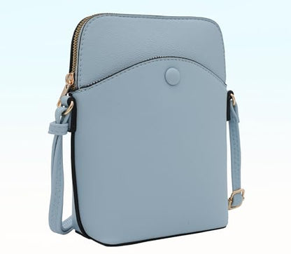Solene Small Crossbody Bag with Gold Hardware, Mini Shoulder Purse with Adjustable Strap - color: Light Blue