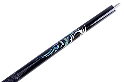 58 inch Hand-Painted Series 2-Piece Billiard Pool Cue Stick with Irish Linen Wrap - color: Black, size: 19oz