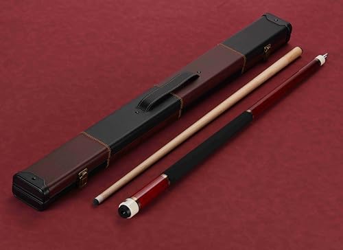 Pool Cue Stick Genuine Leather Cowhide Grip 58" 19 20oz 2 Piece with 12.5mm Tip,Canadian Maple Pro Billiard Cue,for Adults/Beginner/Pro Player. - color: Red-19oz-Velvet Paint Grip-with Case