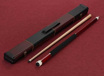 Pool Cue Stick Genuine Leather Cowhide Grip 58" 19 20oz 2 Piece with 12.5mm Tip,Canadian Maple Pro Billiard Cue,for Adults/Beginner/Pro Player. - color: Red-19oz-Velvet Paint Grip-with Case