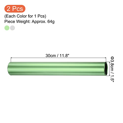 PATIKIL Relay Track Batons Set, Pack Aluminum Alloy Tube Field Running Race Stick for Outdoor Athletics Sport Game Tool - color: Green, Silver