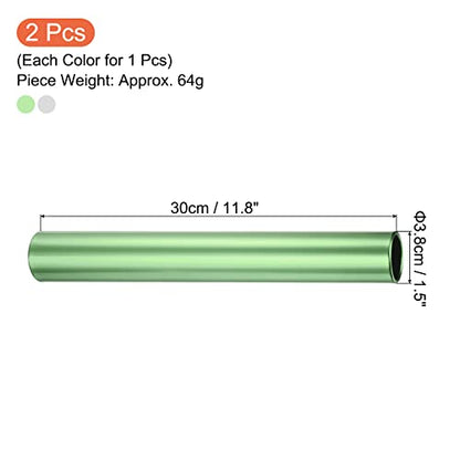PATIKIL Relay Track Batons Set, Pack Aluminum Alloy Tube Field Running Race Stick for Outdoor Athletics Sport Game Tool - color: Green, Silver