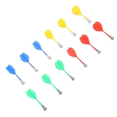 Generic 12Pcs Magnetic Set Plastic Wing Tips, Powerful Magnetism for Dartboard Games, Red Green Blue Yellow, Ideal for Adults Family Indoor Outdoor Fun