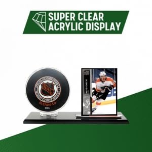 Acrylic Hockey Puck and Card Display Case | Acrylic Holder | Black Base and Clear Viewing Display Case | Protection & Elegant Design