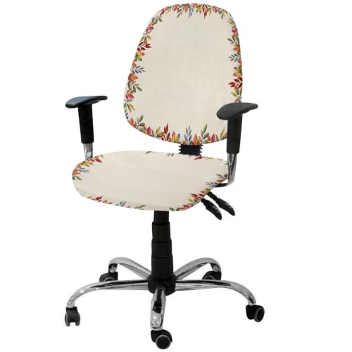 Savannan Office Chair Cover, Autumn Thanksgiving Orange Leaves Protective Stretch Elastic Universal Cover for Desk Task Chair,Computer Rotating Chair 1 Pcs Red Berry Vintage Linen