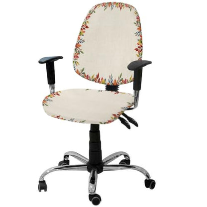 Savannan Office Chair Cover, Autumn Thanksgiving Orange Leaves Protective Stretch Elastic Universal Cover for Desk Task Chair,Computer Rotating Chair 1 Pcs Red Berry Vintage Linen