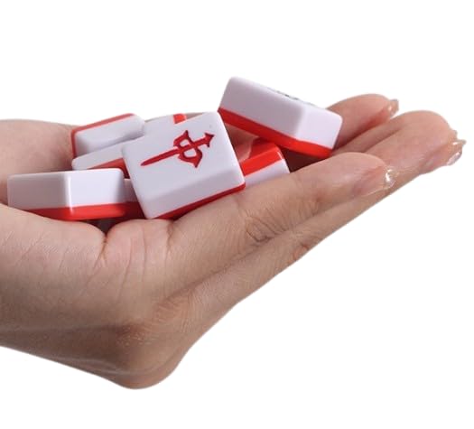 Portable Mini Mahjong Set 1"x0.6" Fall-Resistant Logical Thinking Exercise Puzzle Board Game Chess and Cards Gift for Friends Family Dragon Year Box