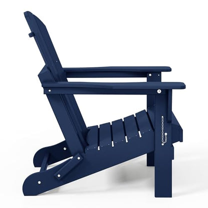 WestinTrends Malibu 2 Piece Set Outdoor Folding Poly Adirondack Chair, Navy Blue - color: Navy Blue, size: 2 Chair