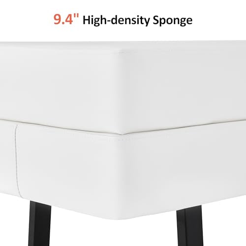 BarberPub Waiting Room Chairs, Heavy Duty Office Guest Reception Bench, Faux Leather Upholstered Lobby Chairs for Salon, Conference Room 7008 (Cream White) - color: Cream White